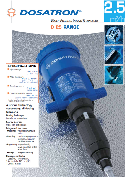 4.5.2 Dosatron D25F1VF 1% fixed dose rate